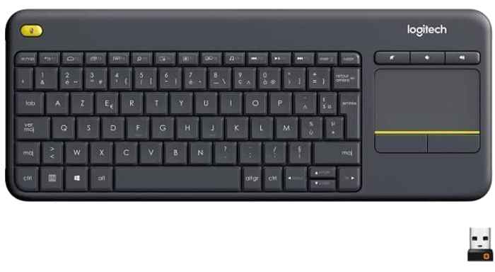 LOGITECH - Clavier TV Multimédia K400 Plus - AZERTY - Sans Fil - Pavé Tactile - Noir