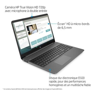 HP 15s-eq2082nf 5300U Ordinateur portable 39,6 cm (15.6'') Full HD AMD Ryzen™ 3 8 Go DDR4-SDRAM 128 Go SSD Wi-Fi 5 (802.11ac) Windows 11 Home in S mode Gris