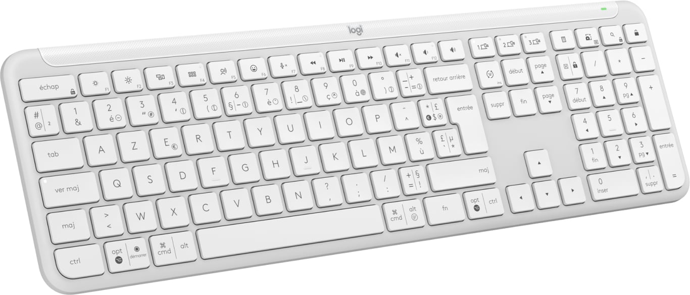 Logitech K950 Signature Slim teclado Oficina RF Wireless + Bluetooth AZERTY Francés Blanco