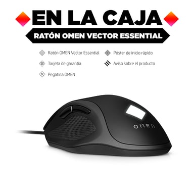 Ratón con cable para juegos OMEN Vector Essential sensor OMEN Radar 1 E Sport 7200 dpi 6 botones programables 8BC52AA#ABB