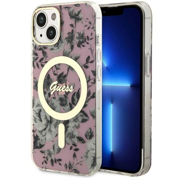Guess Flower MagSafe - Coque pour iPhone 14 (Rose) - 3666339115555