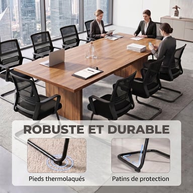 Roline Lot 2 Chaises de Conférence Ergonomique Sans Roulettes Noir