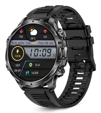 Orologio Smart KSIX Venture Nero - Chiamate, Notifiche, Salute 24/7, Autonomia 10 Giorni, 100 Modalità Sportive, Controllo Fotocamera a Distanza