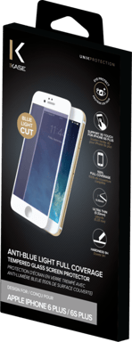 Protector de pantalla de cristal templado con protección contra la luz azul (cobertura del 100% de la superficie) para iPhone 6 Plus /6s Plus, Blanco