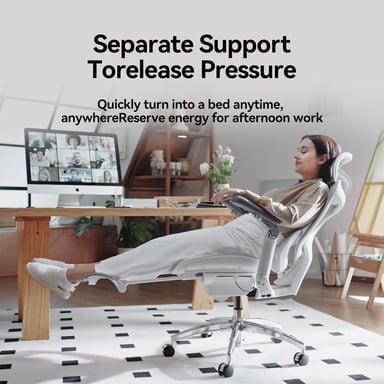 SIHOO Doro C300 Fauteuil de Bureau Ergonomique JT - Accoudoirs 3D, Soutien Lombaire Auto-ajustable, Mécanisme à Bascule - Dossier en Maille - 3 Positions d'Inclinaison - Blanc