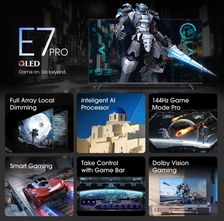 Hisense 85E7NQ PRO 2,16 m (85 ) 4K Ultra HD Smart TV Wifi Noir 400 cd/m² - Neuf