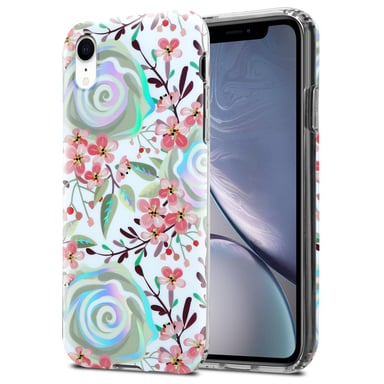 Coque pour Apple iPhone XR en FLEURS DE PÊCHE Housse de protection Étui en silicone TPU avec motif floral