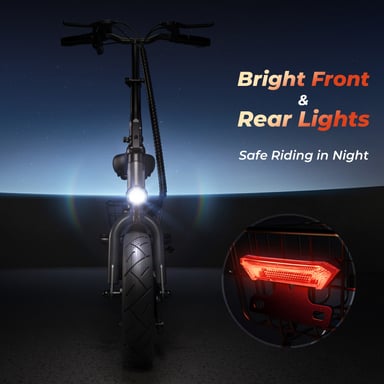 iScooter F3 Vélo Électrique 1000W 28MPH 37Miles 10'' Pneumatique Selle Panier 264LBS Charge Freins Tambour Av/Ar + Électronique LCD 3 Modes