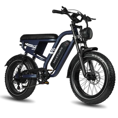 VTT électrique MAXTURN MX10 avec batterie 48 V 13,5 Ah et transmission Shimano 7 vitesses - bleu