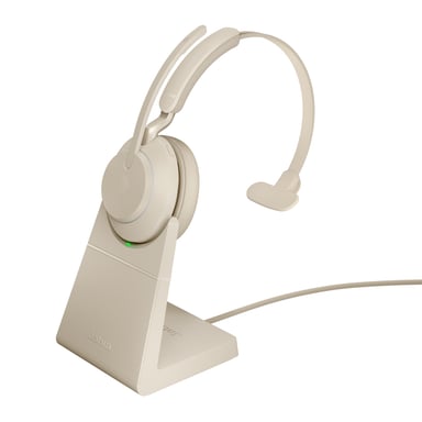 Jabra Evolve2 65, UC Auricular Mono Inalámbrico Diadema Escritorio/Centro de Llamadas USB Tipo-A Bluetooth Beige