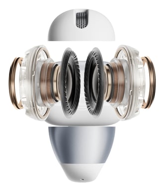 OpenDots 2 - Auriculares inalámbricos de conducción aérea con diseño de anillo, color plata.