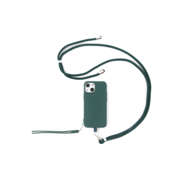 JAYM - Custodia in silicone verde abete per Apple iPhone 14 Pro - Collo e cinturino inclusi - Fodera 100% microfibra