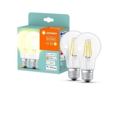 LEDVANCE Lot de 2 Ampoules LED connectées SMART+ Bluetooth filament classic 6W=60W E27