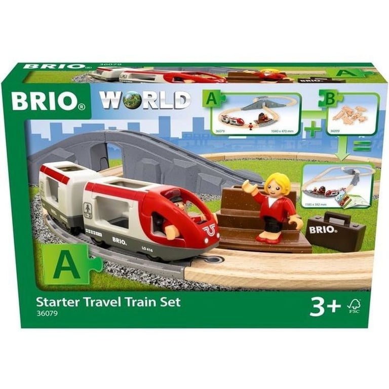 Circuit en bois BRIO World Circuit en 8 Voyageurs Pack A 36079 22 pièces Marron multicolore - Neuf