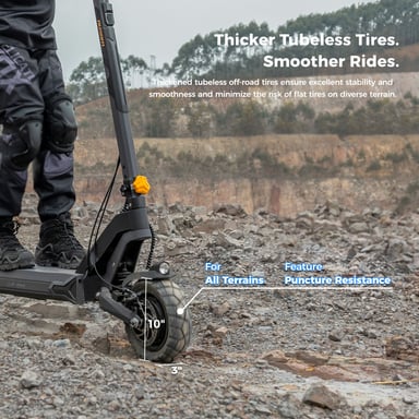 Trottinette Électrique Pliable Ausom L2 Max à Moteurs Doubles 1000W*2, Pneus Tubeless 10''X3'', Vitesse Maximale de 65 km/h, Autonomie Maximale de 90 km, Déverrouillage NFC, Écran LCD Intelligent