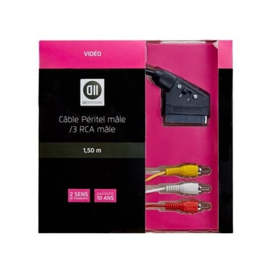 Câble péritel mâle / 3 RCA 1.50m fonctionne dans les 2 sens