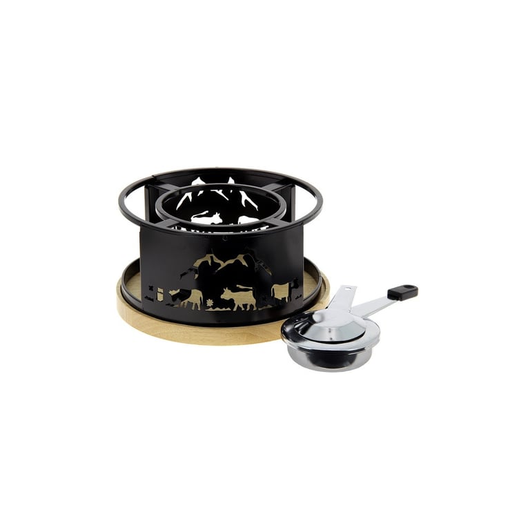 Réchaud à fondue TABLE ET COOK Ø21cm Plateau bois Vache - vue 2