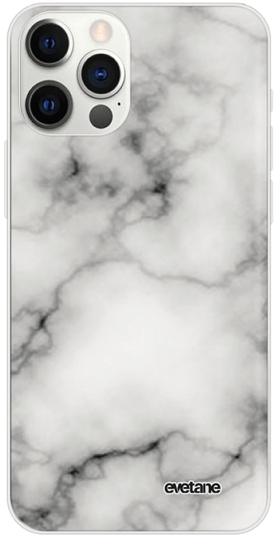 Evetane Coque Apple iPhone 12 Pro Max souple transparente Motif Marbre blanc