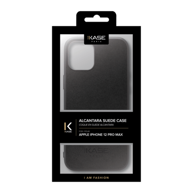 Cover in pelle scamosciata Alcantara per Apple iPhone 12 Pro Max, nero notte