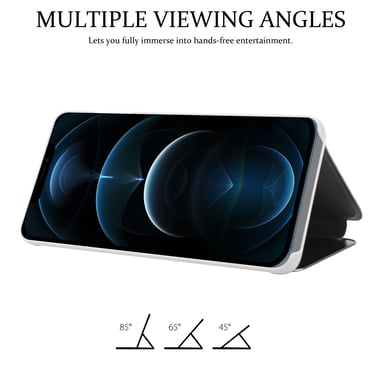 Coque pour Apple iPhone 12 PRO MAX en AGATE ARGENT Clear View Housse de protection Étui de protection miroir avec fonction de support Protection à 360 degrés