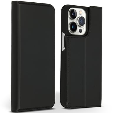 Accezz Étui de télephone Slim Folio en cuir de qualité supérieure pour Apple iPhone 13 Pro - Noir