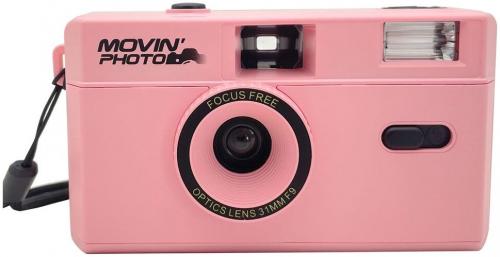 Appareil photo argentique réutilisable 35mm rose Movin Photo avec flash intégré