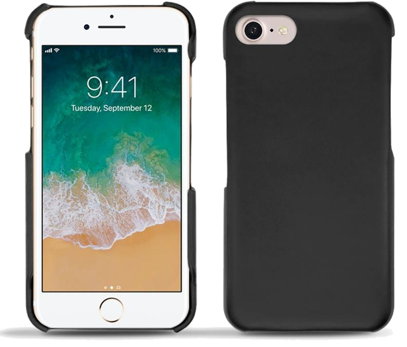 Coque cuir Apple iPhone 7 - Coque arrière - Noir - Nappa - Black - NOREVE