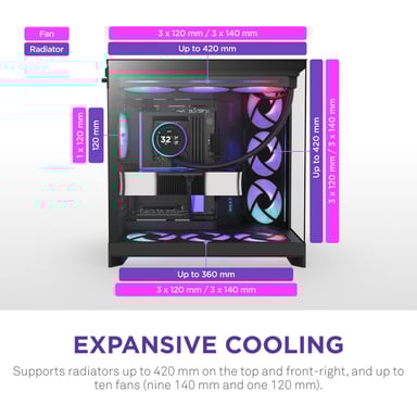 NZXT H9 Flow RGB+ Midi Tower Noir
