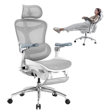 Poltrona da Ufficio Ergonomica SIHOO Doro C300 Pro Bianca – Braccioli 6D, Supporto Lombare Adattivo, Schienale in Rete Traspirante, Inclinazione 135°
