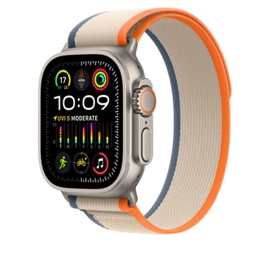 Apple MT5W3ZM/A accessorio indossabile intelligente Banda Beige, Arancione Nylon, Poliestere riciclato, Titanio, Spandex