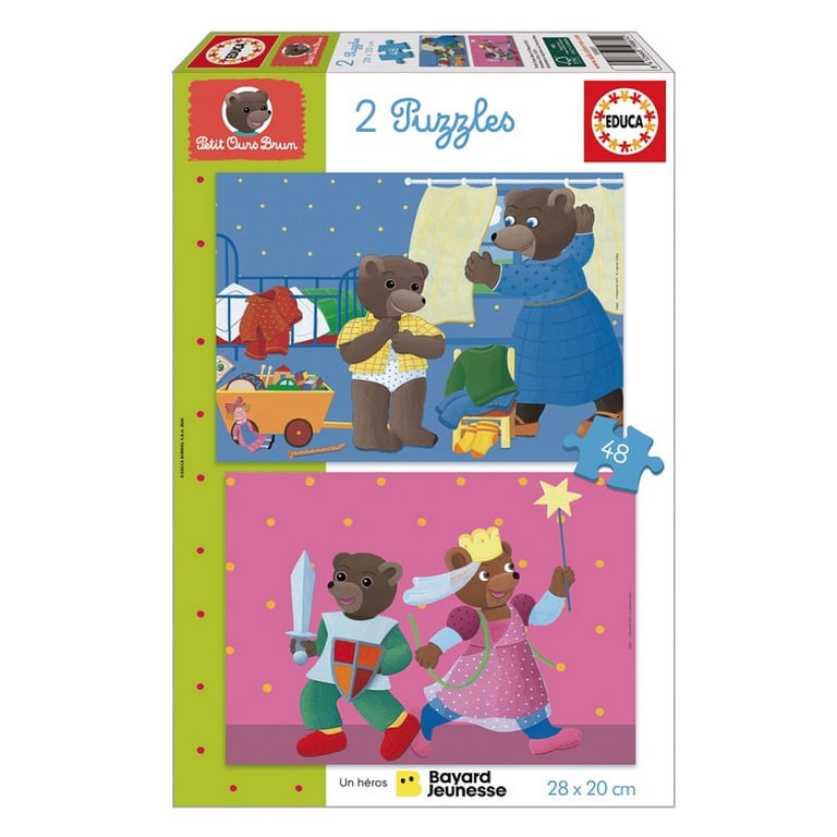 Puzzle Petit Ours Brun 2x48 pièces - Puzzles éducatifs pour enfants - Neuf