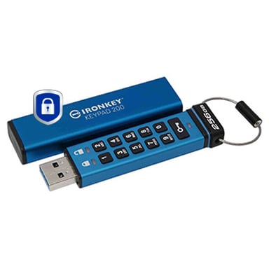 Kingston Technology IronKey Keypad 200 de 256 GB, FIPS 140-3 nivel 3 (pendiente) cifrado AES-256