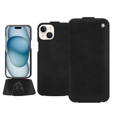 Housse cuir Apple iPhone 15 -  - Noir - Cuir lisse premium