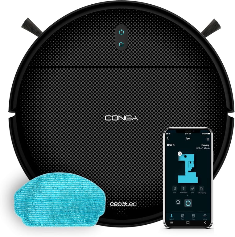 CECOTEC Robot aspirateur laveur noir - Neuf