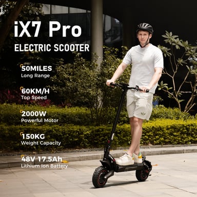 Scooter elettrico iScooter iX7 Pro 10'', controllo app 2*1000W 48V17.5Ah, doppia sospensione