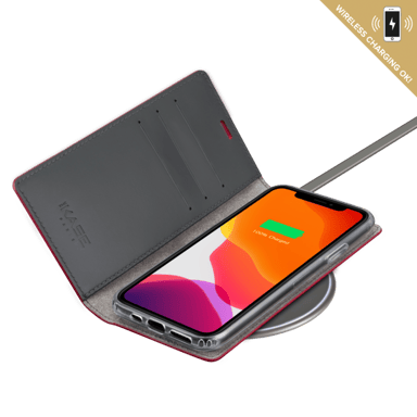 Diarycase 2.0 Coque clapet en cuir véritable avec support aimanté pour Apple iPhone 11, Rouge Bordeaux