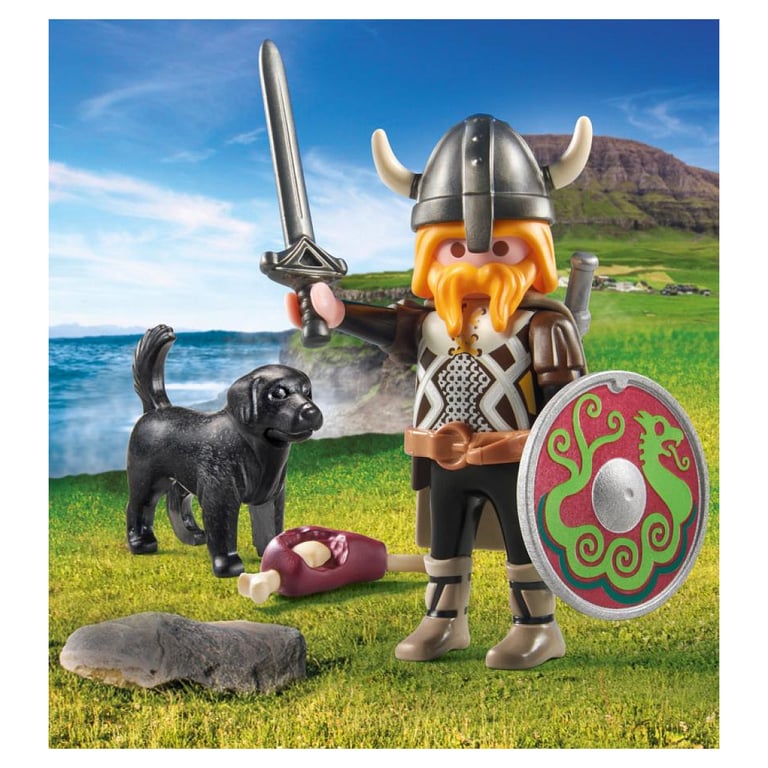 Viking Avec Chien Bouclier Et Armes Playmobil La Boite - vue 2