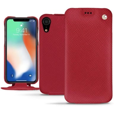Housse cuir Apple iPhone Xr - Rabat vertical - Rouge - Cuir saffiano