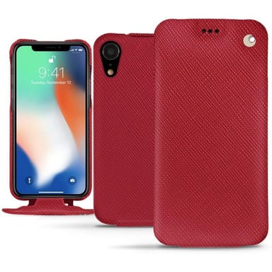 Apple iPhone Xr Funda de piel - Solapa vertical - Rojo - Piel saffiano