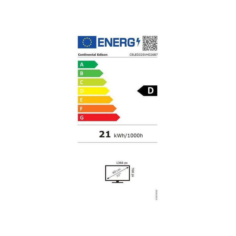 CONTINENTAL EDISON CELED32SVHD26B7 TV LED HD 32“ 80 cm 3xHDMI 2xUSB - vue 4