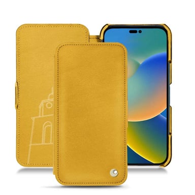 Housse cuir Apple iPhone 14 -  - Jaune - Cuir lisse premium