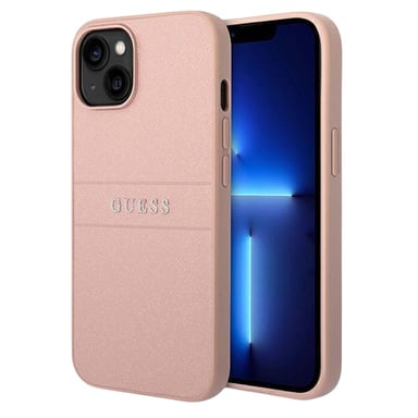 Custodia per iPhone 14 Plus Effetto Saffiano con Logo Metallico