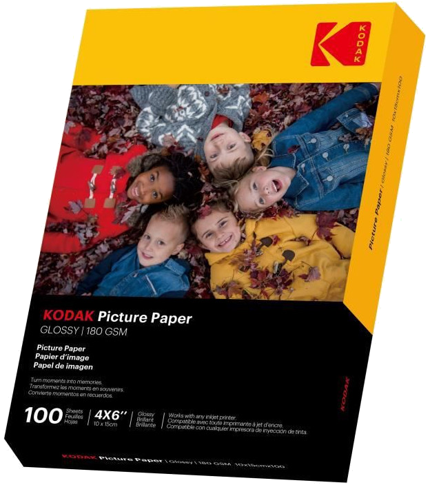 KODAK 9891161 - 100 feuilles de papier photo 180g/m², brillant, Format A6 (10x15cm), Impression Jet