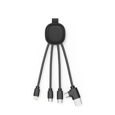 Câble de charge multi-connecteurs Xoopar Iné Smart cuir recyclé-fonction NFC Noir