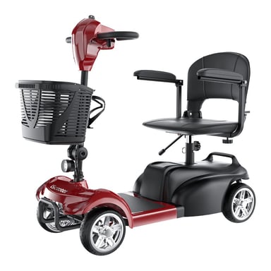 Le scooter mobile à quatre roues iScooter X02 est équipé d'un moteur de 250 W, d'une batterie de 24 V 12 Ah, d'une plage de vitesse de 0 à 8 km/h, d'une autonomie de 20 km et de pneus pleins de 8 pouces.