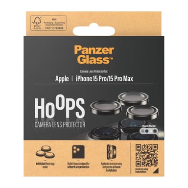 PanzerGlass ® Hoops® Metal Camera Lens Protector Black iPhone 15 Pro | 15 Pro Max Protection d'écran transparent Apple 1 pièce(s)