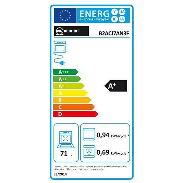 Four pyrolyse - N30 - Noir - Volume four (L): 71 l - 7 modes de cuisson NEFF - B2ACJ7AN3F - Neuf