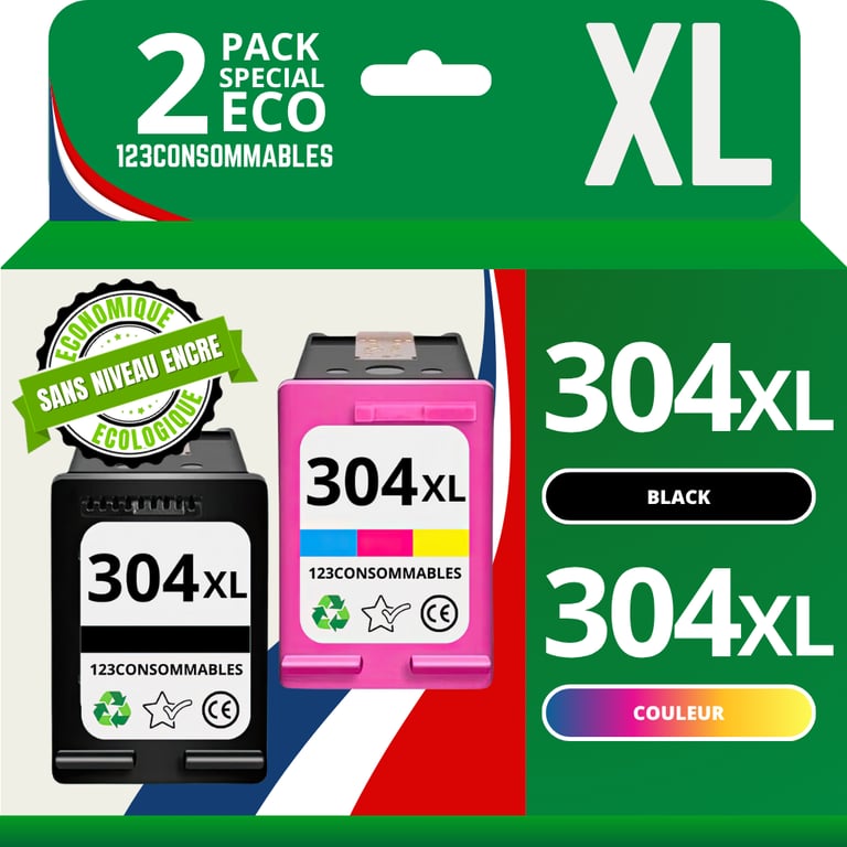 123consommables Pack 2 Cartouches Compatible Avec Hp 304 Xl - Sans Niveau