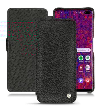 Funda de piel Samsung Galaxy S10+ - Solapa horizontal - Negro - Piel granulada