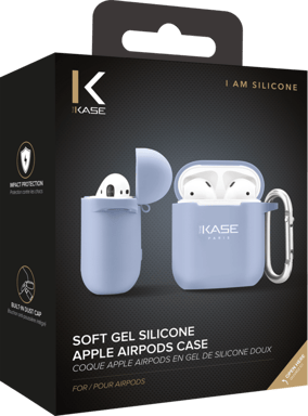 (O)Apple AirPods suave carcasa de gel de silicona, Azul lila